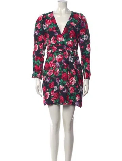 Pre-owned Ronny Kobo Floral Print Mini Dress In Black