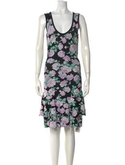 Pre-owned Ronny Kobo Floral Print Mini Dress In Black