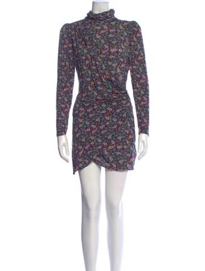 Pre-owned Ronny Kobo Floral Print Mini Dress In Black
