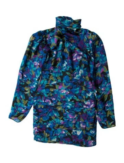 Pre-owned Ronny Kobo Floral Print Mini Dress In Blue