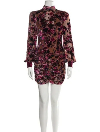 Pre-owned Ronny Kobo Floral Print Mini Dress In Brown