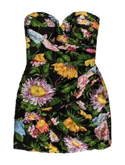 Pre-owned Ronny Kobo Floral Print Mini Dress In Green