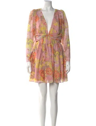 Pre-owned Ronny Kobo Floral Print Mini Dress In Pink