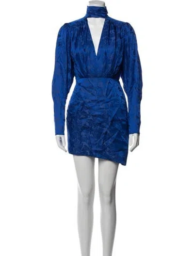 Pre-owned Ronny Kobo Floral Print Mini Dress W/ Tags In Blue