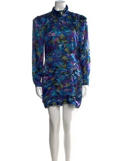 Pre-owned Ronny Kobo Floral Print Mini Dress W/ Tags In Blue
