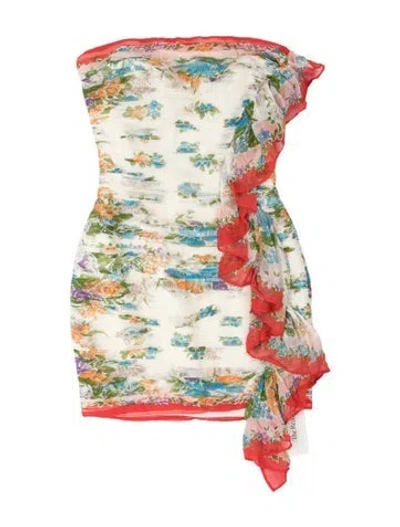 Pre-owned Ronny Kobo Floral Print Mini Dress W/ Tags In Multi