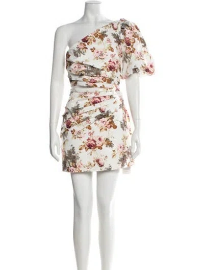 Pre-owned Ronny Kobo Floral Print Mini Dress W/ Tags In Neutral