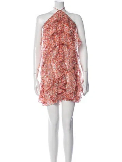 Pre-owned Ronny Kobo Floral Print Mini Dress W/ Tags In Orange