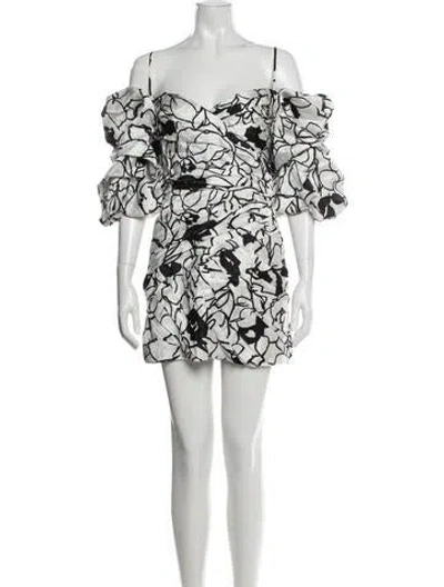 Pre-owned Ronny Kobo Floral Print Mini Dress In White