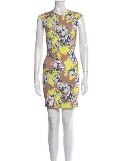 Pre-owned Ronny Kobo Floral Print Mini Dress In Yellow