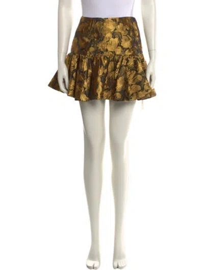 Pre-owned Ronny Kobo Floral Print Mini Skirt In Yellow