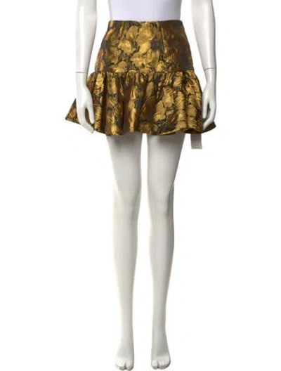 Pre-owned Ronny Kobo Floral Print Mini Skirt In Yellow