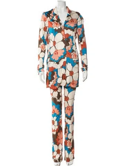 Pre-owned Ronny Kobo Floral Print Robe In Multi