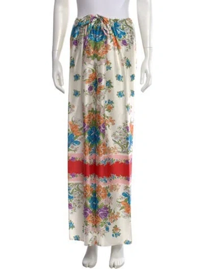 Pre-owned Ronny Kobo Floral Print Wide Leg Pants In Multi