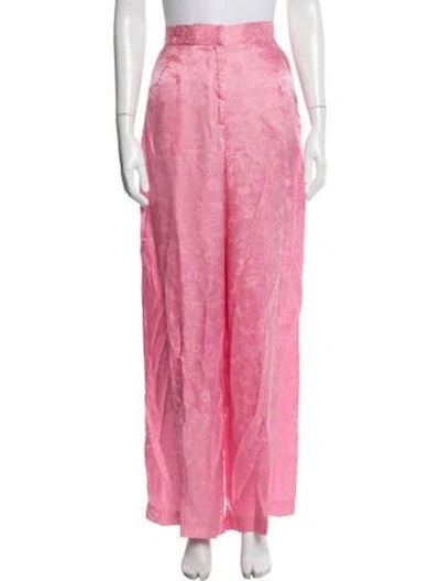 Pre-owned Ronny Kobo Floral Print Wide Leg Pants In Pink