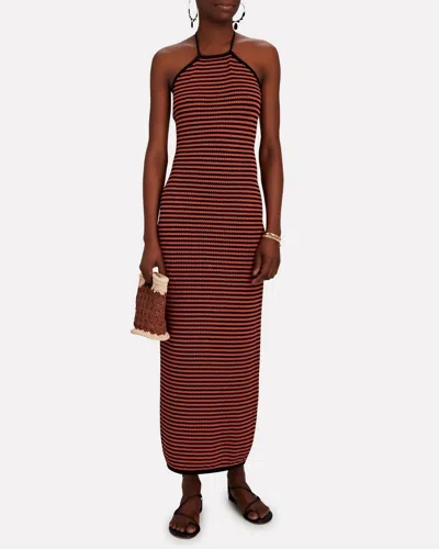 Ronny Kobo Fortuna Crochet Dress In Red In Brown