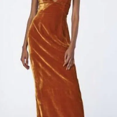 Ronny Kobo Gabe Velvet Dress In Orange