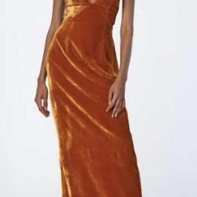 Ronny Kobo Gabe Velvet Dress In Brown