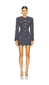 Ronny Kobo Gisele Tweed Mini Dress In 海蓝&白色