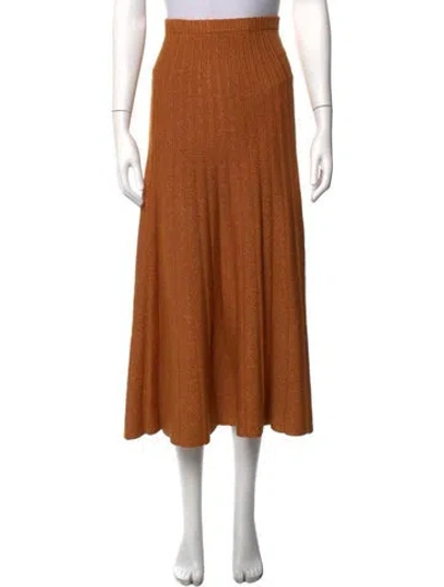 Pre-owned Ronny Kobo Glitter Accents Midi Length Skirt In Metallic/orange