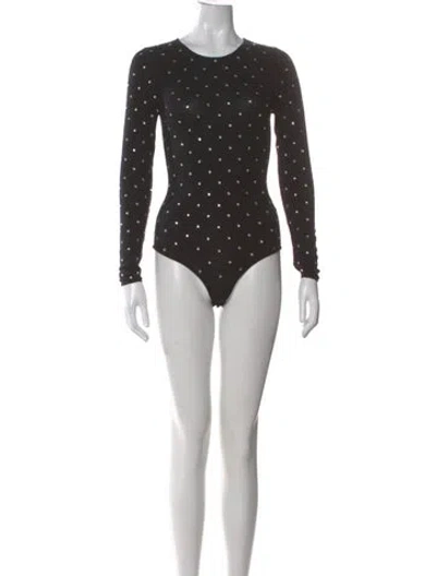 Pre-owned Ronny Kobo Graphic Print Crew Neck Bodysuit In Green