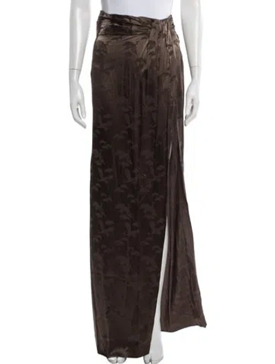 Pre-owned Ronny Kobo Graphic Print Long Skirt In Brown