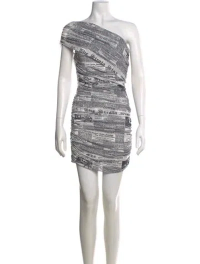 Pre-owned Ronny Kobo Graphic Print Mini Dress In White