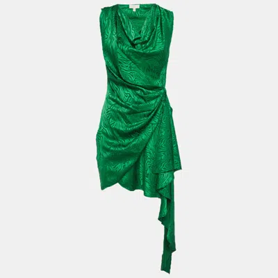 Pre-owned Ronny Kobo Green Silk Blend Draped Mini Dress M
