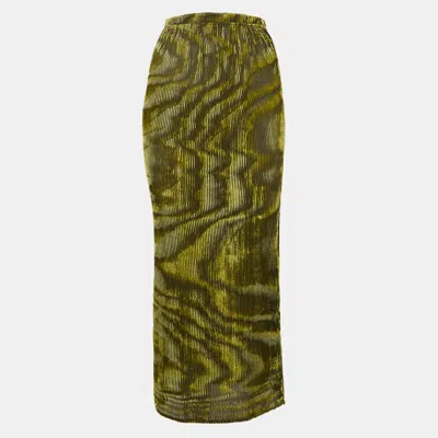 Ronny Kobo Green/black Devore Midi Jay Skirt