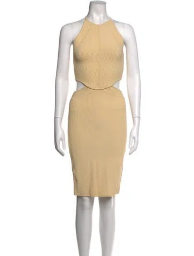 Pre-owned Ronny Kobo Halterneck Knee-length Dress In Neutrals