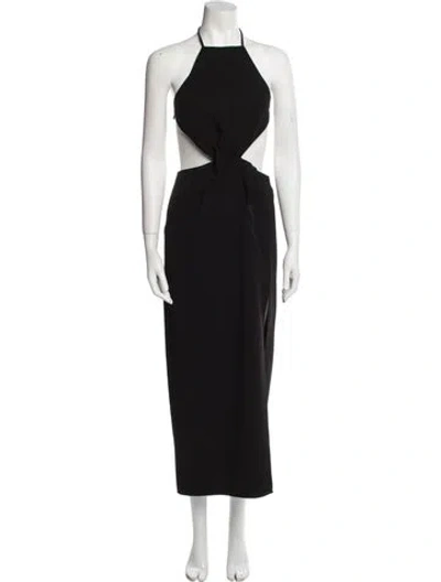 Pre-owned Ronny Kobo Halterneck Long Dress In Black