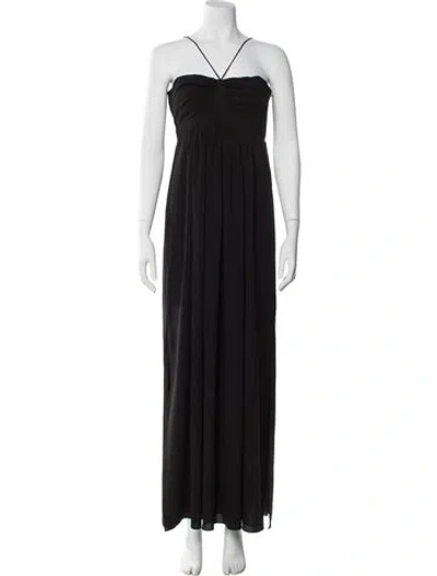 Pre-owned Ronny Kobo Halterneck Long Dress In Black