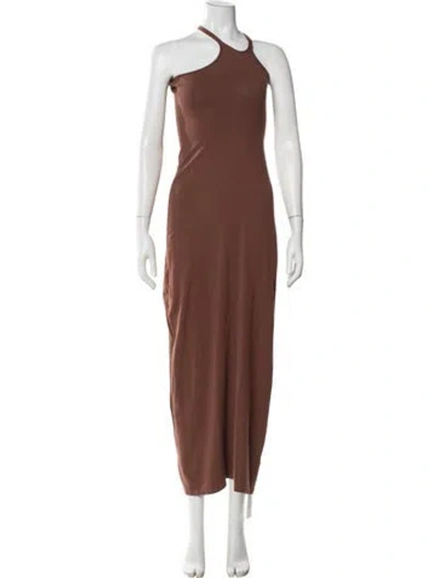Pre-owned Ronny Kobo Halterneck Long Dress In Brown