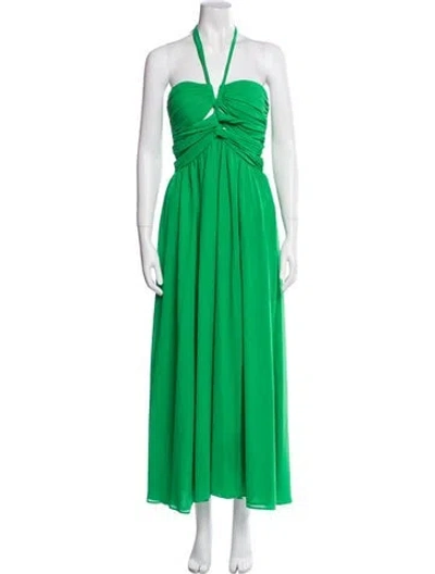 Pre-owned Ronny Kobo Halterneck Long Dress In Green