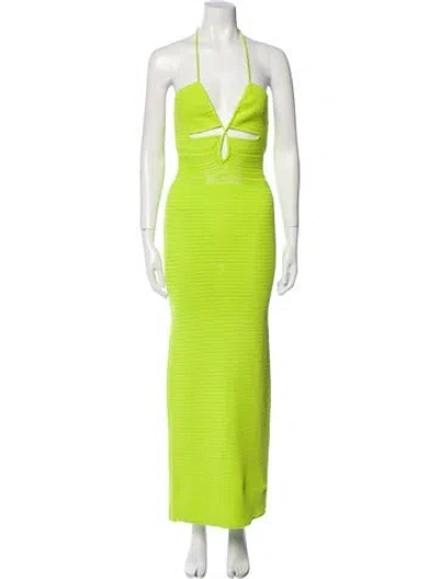 Pre-owned Ronny Kobo Halterneck Long Dress In Green