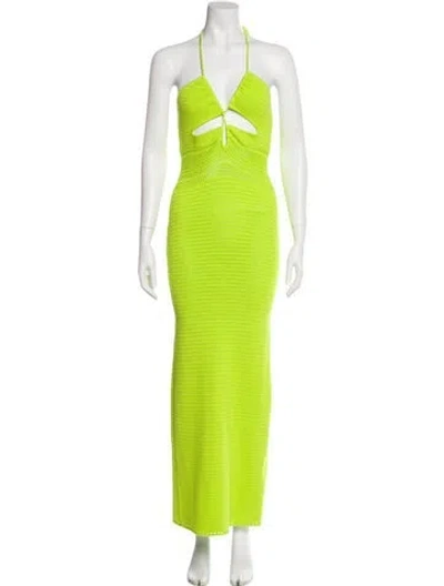 Pre-owned Ronny Kobo Halterneck Long Dress In Green