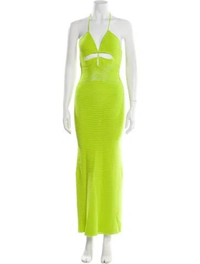 Pre-owned Ronny Kobo Halterneck Long Dress In Green