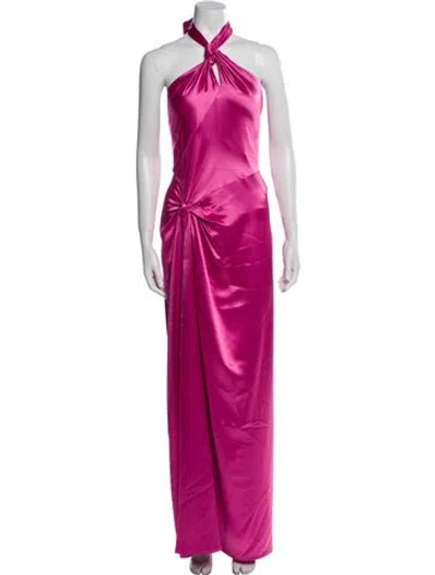 Pre-owned Ronny Kobo Halterneck Long Dress In Pink