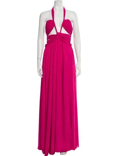 Pre-owned Ronny Kobo Halterneck Long Dress In Pink