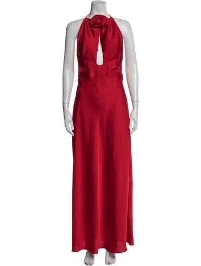 Pre-owned Ronny Kobo Halterneck Long Dress In Red