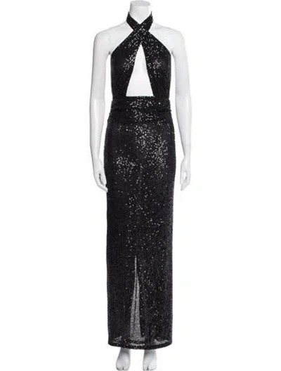 Pre-owned Ronny Kobo Halterneck Long Dress W/ Tags In Black