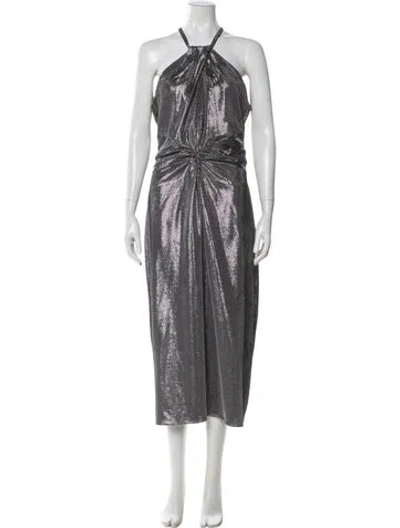 Pre-owned Ronny Kobo Halterneck Long Dress W/ Tags In Gray