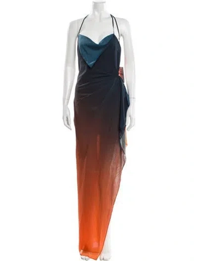 Pre-owned Ronny Kobo Halterneck Long Dress W/ Tags In Orange