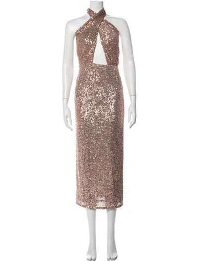 Pre-owned Ronny Kobo Halterneck Midi Length Dress W/ Tags In Pink