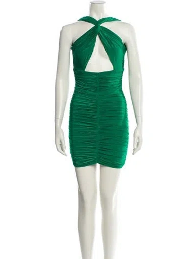Pre-owned Ronny Kobo Halterneck Mini Dress In Green