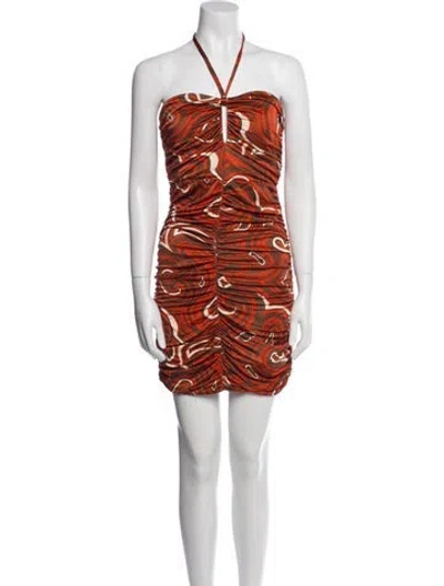 Pre-owned Ronny Kobo Halterneck Mini Dress In Orange
