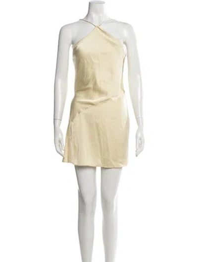 Pre-owned Ronny Kobo Halterneck Mini Dress In Yellow