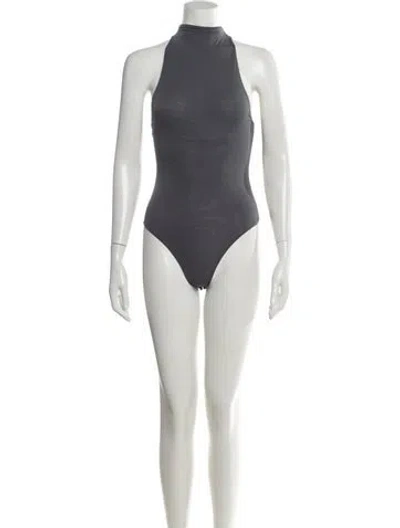 Pre-owned Ronny Kobo Halterneck Sleeveless Bodysuit In Gray