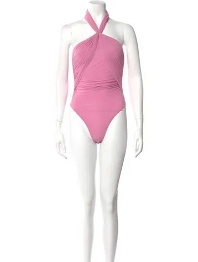 Pre-owned Ronny Kobo Halterneck Sleeveless Bodysuit In Pink