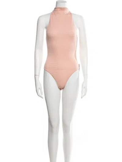 Pre-owned Ronny Kobo Halterneck Sleeveless Bodysuit In Pink